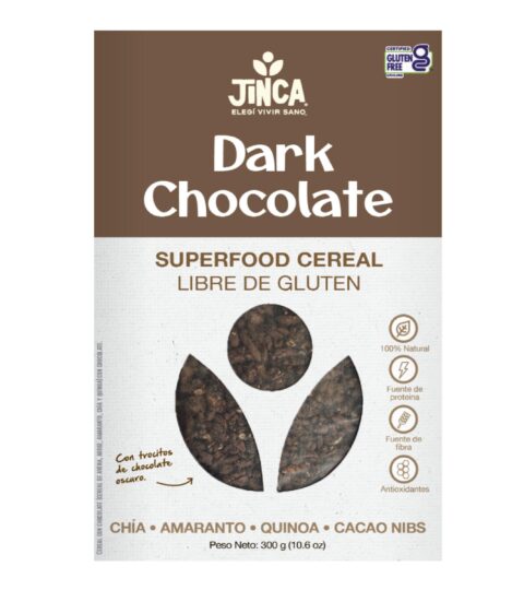 Dark Chocolate Cereal (GF)..CHIA*AMARANTH*QUINOA*CACAO NIBS..Jinca Foods 300g