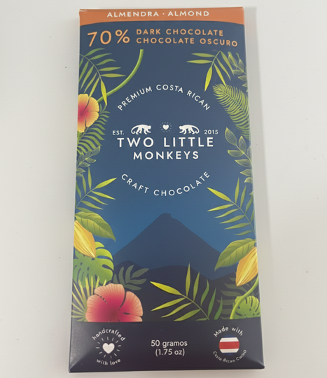 Chocolate*Almond Premium Costa Rican Craft Chocolate-Two Little Monkeys 50g