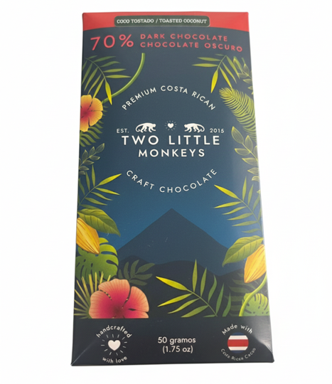 Toasted Coconut 70% Dark Chocolate*Two Little Monkeys 50g