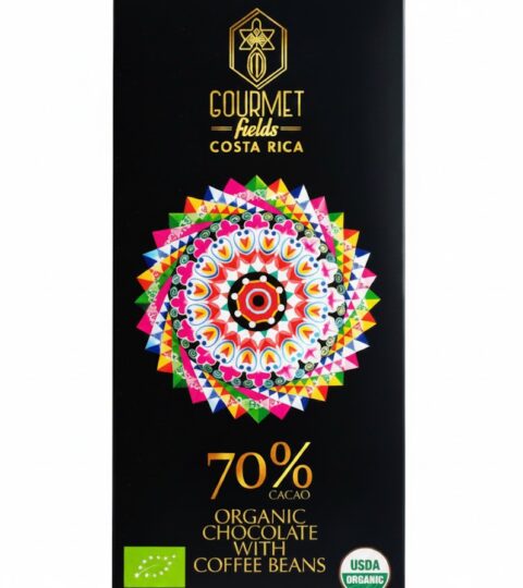 Organic Chocolate With Coffee Beans*70% CACAO*GOURMET FIELDS COSTA RICA 70g