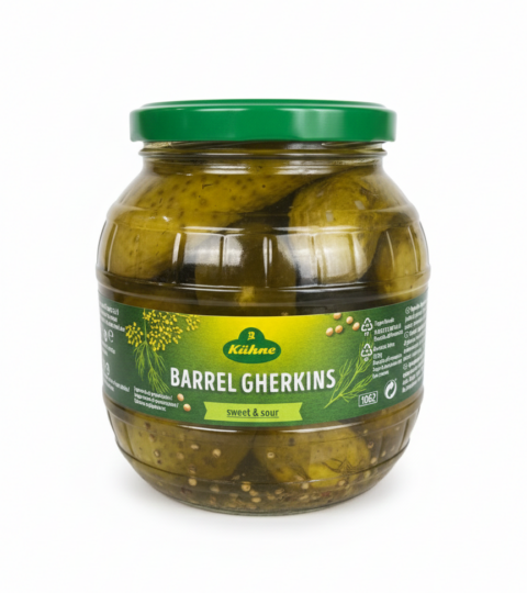 Barrel Gherkins*SWEET&SOUR*Kiihne 970g