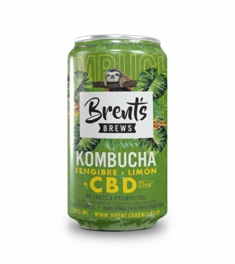 Ginger & Lemon Kombucha + CBD 25MG*Brent’s Brews 350ml