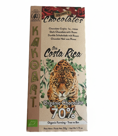 Organic Dark Chocolate With Roses 70%*KAKO ART*BRUNO’S Chocolates 50g