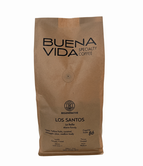 Specialty Coffee*LA BELLA CARAMEL*LOS SANTOS*WHOLE BEAN*Buena Vida REGENERATIVE 12oz