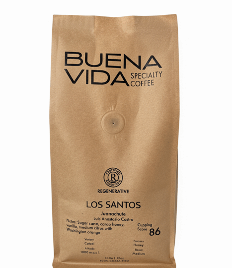 Specialty Coffee*JUANACHUTE CARAO HONEY*LOS SANTOS*WHOLE BEAN*Buena Vida REGENERATIVE 12oz