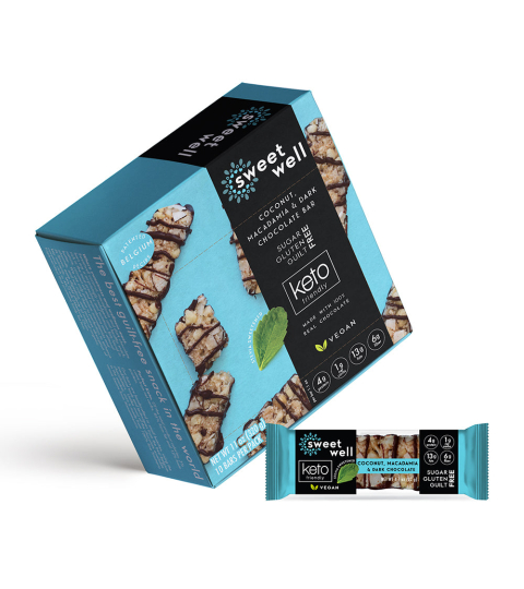 Dark Chocolate Chia, Nuts & Sea Salt Bar..KETO FRIENDLY*VEGAN*SUGAR*GF..Sweet Well 160g