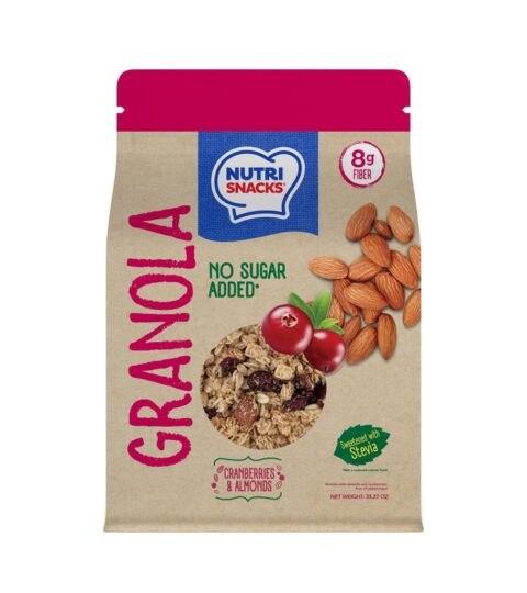 Cranberries & Almonds Granola..NO SUGAR-STEVIA..Nutri Snacks 35.27oz