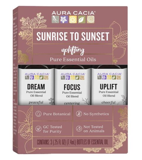 Pure Essential Oils*SUNRISE TO SUNSET UPLIFTING*Aura Cacia 3 Bottles 7.4 Ml