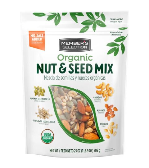Organic NUT&SEED Mix*NO SALT ADDED*Member’s Selection 708g