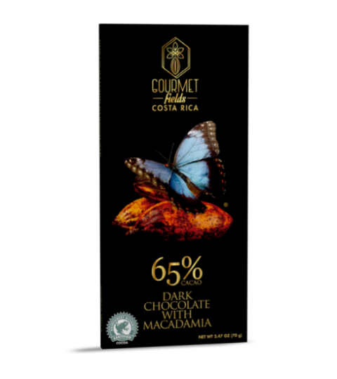 Dark Chocolate With Macadamia-65% ..GOURMET FIELDS COSTA RICA 70g