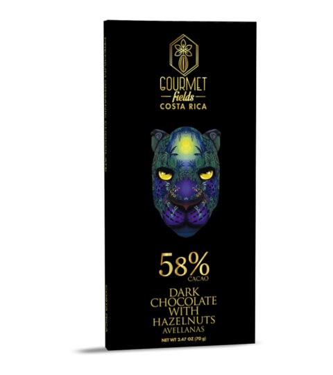 Dark Chocolate With Hazelnuts*58% Cacao*GOURMET FIELDS COSTA RICA 70g
