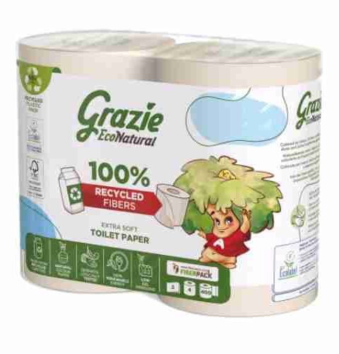 Natural Toilet Paper*GRAZIE NATURAL 4 Rolls