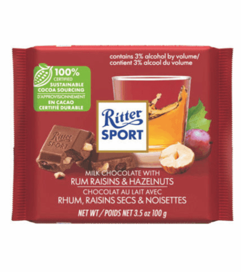 Raisins Hazelnuts*SUSTAINABLE COCOA SOURCING*Ritter Sport 100g