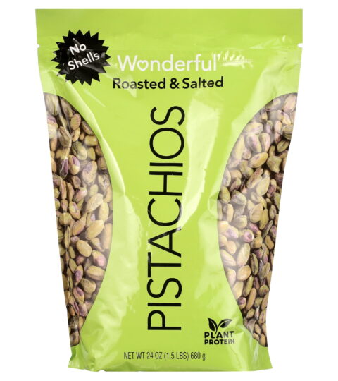 Roasted & Salted Pistachios ..NO SHELLS ..Wonderful 24oz
