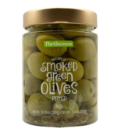 Naturally Smoked Green Olives Pitted*Parthenon 300g