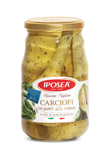 Roman Style Artichokes With Stem In Sunflower Seed Oil*Iposea 510g